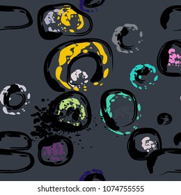 Stone wall. circle dabs, smear smudges and stains. Splash brush strokes daubs, watercolor blots and blotches. Abstract vector brush hand drawn background.