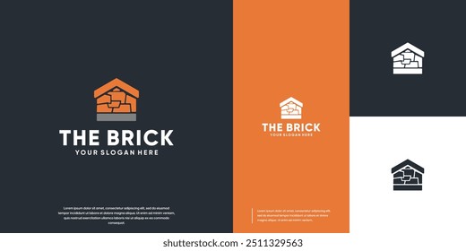 stone wall , construction worker , abstract house building , design vector template.