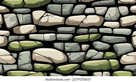 Stone Wall with Crack and Moss Texture for Backdrop and Wallpaper