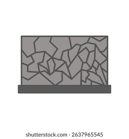 stone wall icon, simple flat style, vector illustration symbol sign logo template pictogram, for ui or ux isolated on white for mobile app, editable