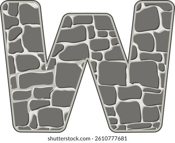 Stone Wall Letter Vector Element Alphabet W
