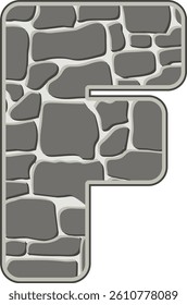 Stone Wall Letter Vector Element Alphabet F