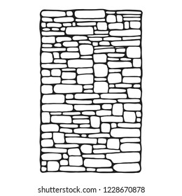 stone wall masonry decorative vector sketch. isolated object.