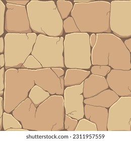 Stone wall. Old stone masonry. A set of stones of different shapes and colors. Vector illustration