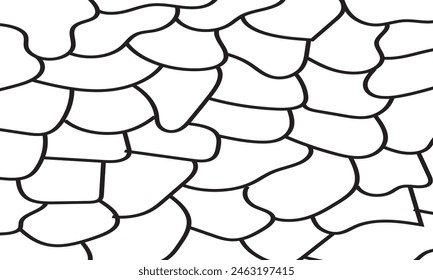 Stone Wall Pattern Vector Texture Illustration, Stone Wall Silhouette Vector , Stone plate paving seamless pattern. Seamless vector abstract pattern. Black white tracery texture. Vector  Illustration.