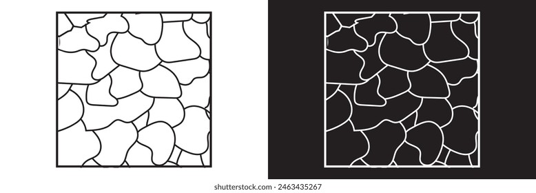  Stone Wall Pattern Vector Texture Illustration, Stone Wall Silhouette Vector , Stone plate paving seamless pattern. Seamless vector abstract pattern. Black white tracery texture. Vector Illustration.