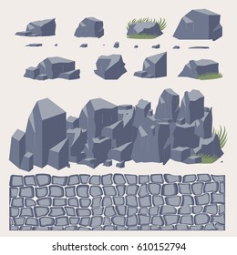 Stone wall pavement texture vector set