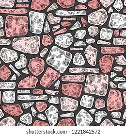 Stone wall. Seamless background. Hand drawing. Vector illustration for wall decoration, wall Wallpaper, tile, etc.