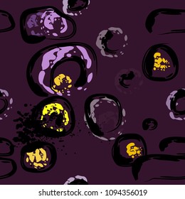 Stone wall. Seamless pattern. Endless repeating circle dabs, smear smudges and stains. Splash brush strokes daubs, watercolor blots and blotches. Abstract vector brush hand drawn seamless background.