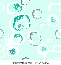 Stone wall. Seamless pattern. Endless repeating circle dabs, smear smudges and stains. Splash brush strokes daubs, watercolor blots and blotches. Abstract vector brush hand drawn seamless background.