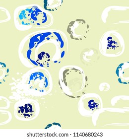 Stone wall. Seamless pattern. Endless repeating circle dabs, smear smudges and stains. Splash brush strokes daubs, watercolor blots and blotches. Abstract vector brush hand drawn seamless background.