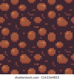 Stone wall seamless pattern. Ground texture tile, for pixel art style game, vector illustration