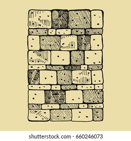 Stone wall sketch. Hand drawing vector