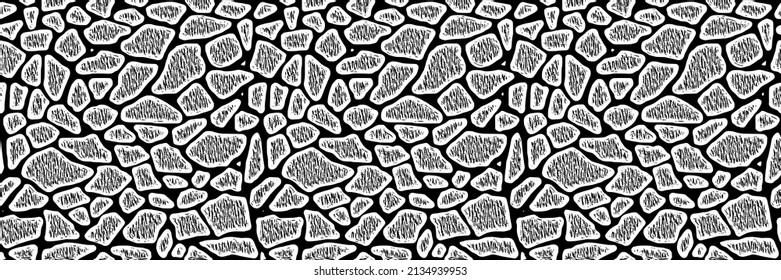Stone wall, vector banner, shades of gray