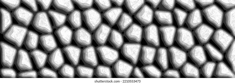 Stone wall, vector banner, shades of gray