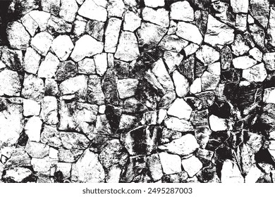 Stone wall vector overlay background texture. Vector overlay background texture. Element for your design. Black and white stone wall.
