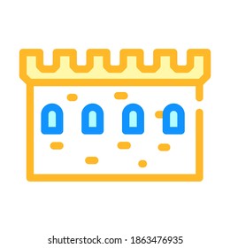 stone wall with windows color icon vector. stone wall with windows sign. isolated symbol illustration