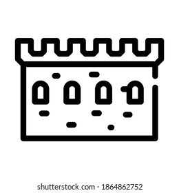 stone wall with windows line icon vector. stone wall with windows sign. isolated contour symbol black illustration