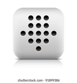 Stone web 2.0 button black dotted download arrow sign. White rounded square shape with black shadow and gray reflection on white background. This vector illustration created and saved in 8 eps