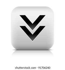 Stone web 2.0 button download symbol arrow sign. White rounded square shape with black shadow and gray reflection on white background. This vector illustration created and saved in 8 eps