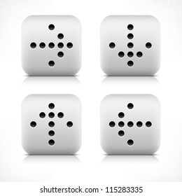 Stone web button black dotted arrow sign. Gray rounded square shape icon with shadow and reflection on white background. This vector illustration created and saved in 8 eps