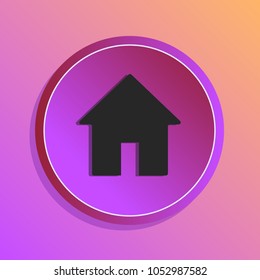 Stone web vector a button home symbol sign. White rounded square shape with black shadow and gray reflection on white background. This illustration clip-art design element saved in an eps