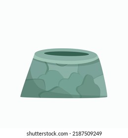 Stone well with drinking water. Vector cartoon illustration.