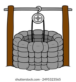 stone well illustration hand drawn isolated vector