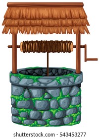 Stone well on white background illustration