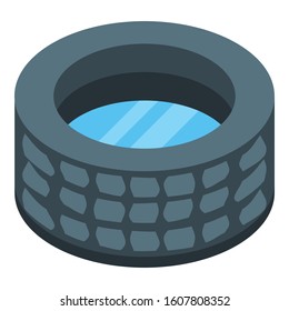 Stone well with water icon. Isometric of stone well with water vector icon for web design isolated on white background