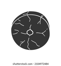 Stone Wheel Icon Silhouette Illustration. Invention Antique Vector Graphic Pictogram Symbol Clip Art. Doodle Sketch Black Sign.