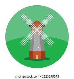 stone windmill, vector illustration
