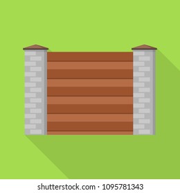 Stone wood wall fence icon. Flat illustration of stone wood wall fence vector icon for web design
