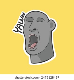 Stone Yawn Sticker Vector Illustration