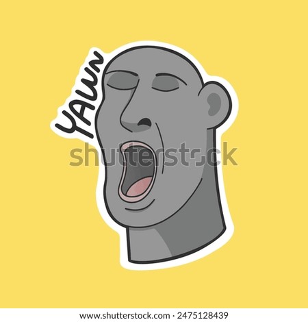 Stone Yawn Sticker Vector Illustration