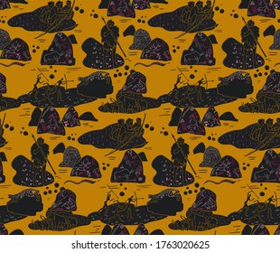 Stoneage pattern seamless design. Decoration textile and paper series