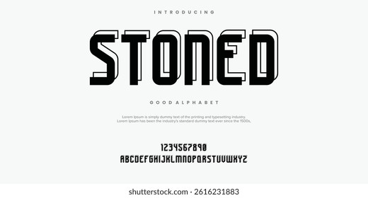 Stoned Abstract minimal modern alphabet fonts. Typography technology vector illustration