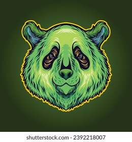 Stoned life cannabis happy panda vector illustrations for your work logo, merchandise t-shirt, stickers and label designs, poster, greeting cards advertising business company or brands