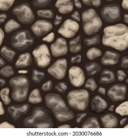 Stoned wall. Seamless vector wallpaper. Seamless texture cobble stones