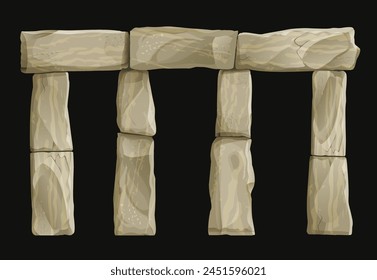 Stonehenge is an ancient dolmen or temple. Vector graphics. stone pillars columns bridge
