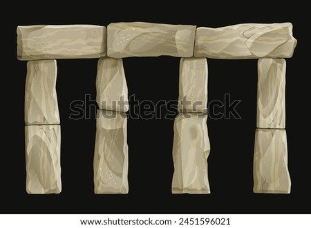 Stonehenge is an ancient dolmen or temple. Vector graphics. stone pillars columns bridge