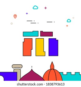 Stonehenge, Inglaterra, icono de vector de línea rellena, ilustración simple, puntos de referencia mundiales relacionados con el borde inferior.