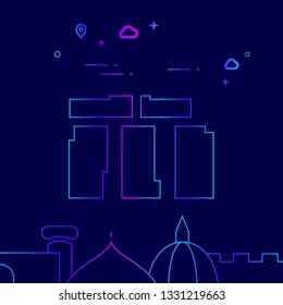 Stonehenge, England Vector Line Illustration. Historical Landmarks Gradient Icon, Symbol, Pictogram, Sign. Dark Blue Background. Light Abstract Geometric Background. Related Bottom Border