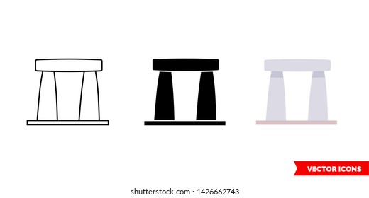 Stonehenge icon of 3 types: color, black and white, outline. Isolated vector sign symbol.