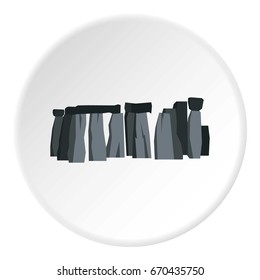 Stonehenge icon in flat circle isolated vector illustration for web