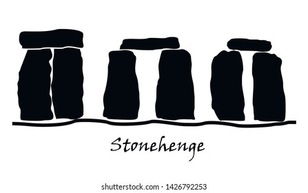 Stonehenge icon isolated background. Vector illustration for prehistoric religious landmark architecture. Ancient monument rock. Heritage England UK tourism. 