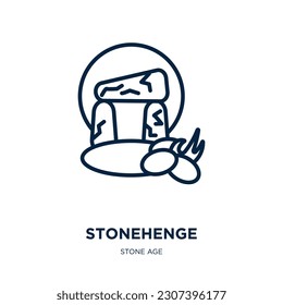 stonehenge icon from stone age collection. Thin linear stonehenge, monument, landmark outline icon isolated on white background. Line vector stonehenge sign, symbol for web and mobile