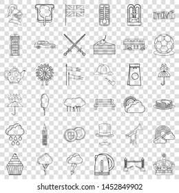 Stonehenge icons set. Outline style of 36 stonehenge vector icons for web for any design