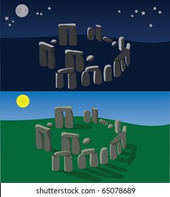 Stonehenge At Night And Day