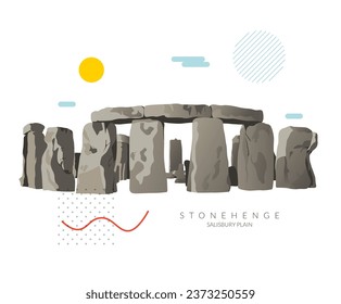 Stonehenge - Salisbury Plain, UK's Cultural Icon - Stock Illustration as EPS 10 File